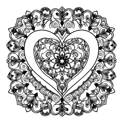 Heart Pattern Colouring Page (Adults, Intricate)