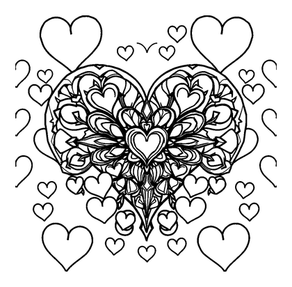 Heart Pattern Colouring Page (Teens, Standard)