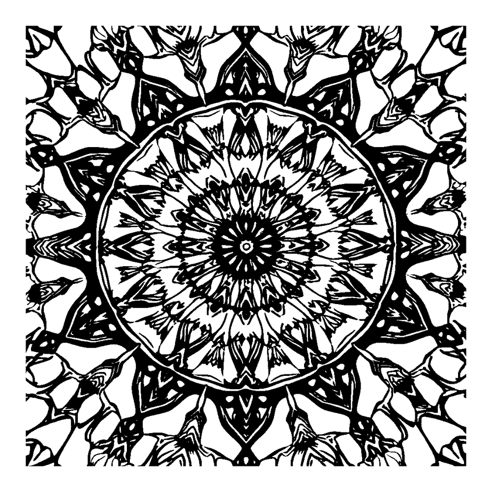 Kaleidoscope colouring page — free printable for adults