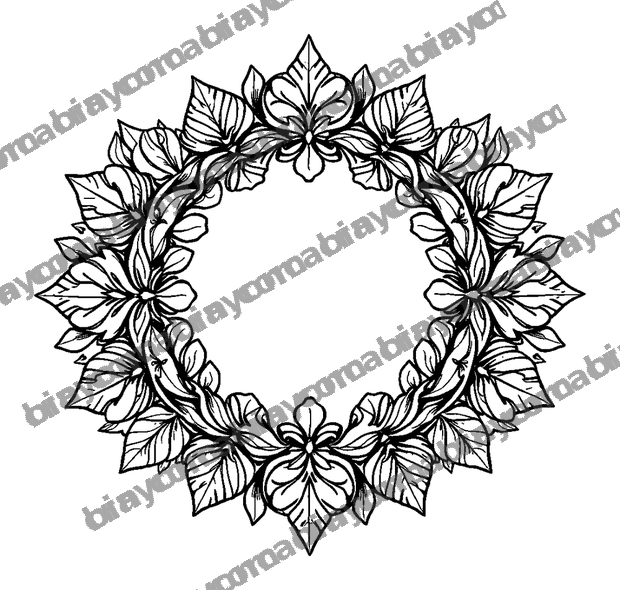 Laurel Wreath colouring page — free printable for adults