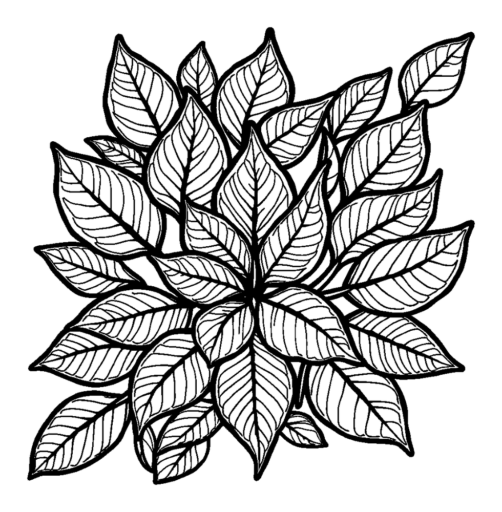 Leaf Pattern colouring page — free printable for adults