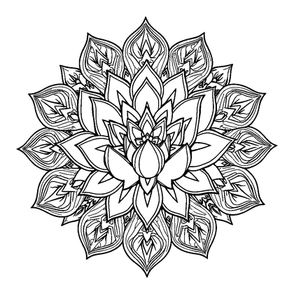 Lotus Mandala Colouring Page (Adults, Intricate)