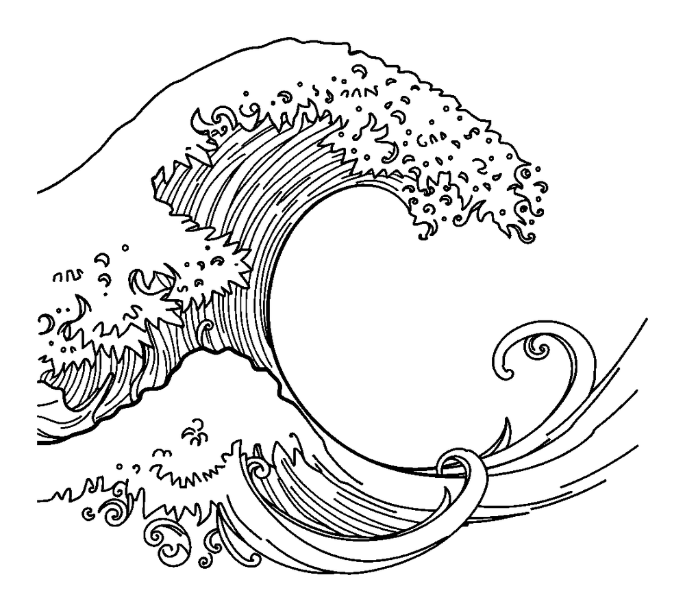 Ocean Wave Pattern colouring page — free printable for adults