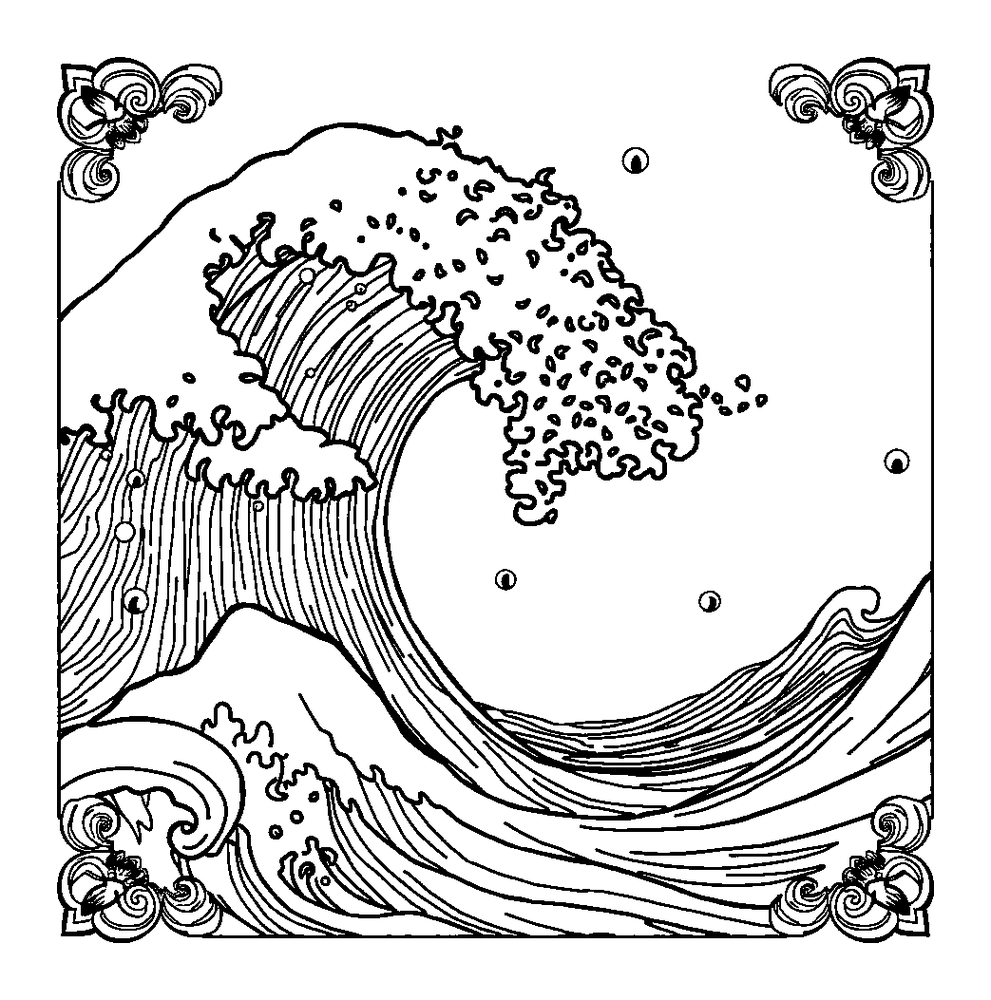 Ocean Wave Pattern colouring page — free printable for adults