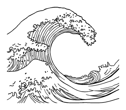 Ocean Wave Pattern Colouring Page (Teens, Standard)