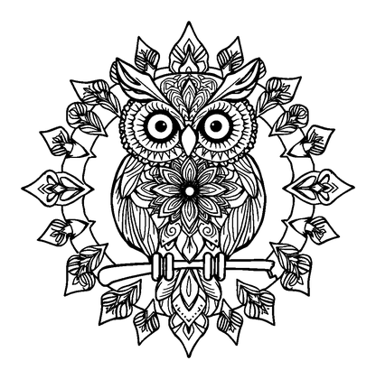 Owl Mandala Colouring Page (Adults, Standard)