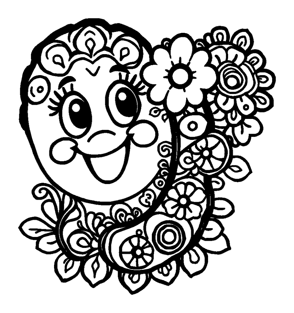 Paisley colouring page — free printable for teens