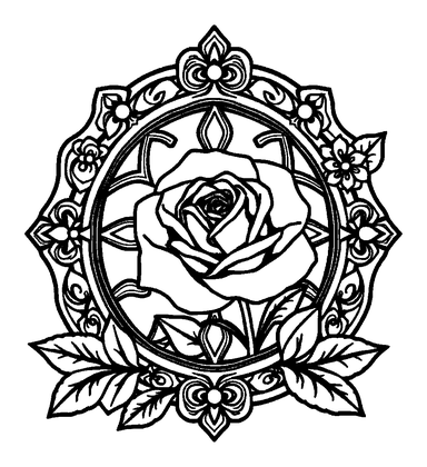 Rose Window Colouring Page (Adults, Standard)
