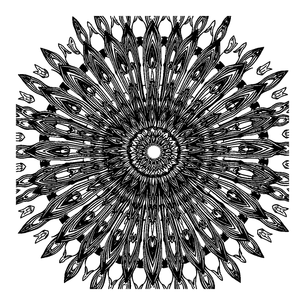 Sunburst Pattern colouring page — free printable for adults