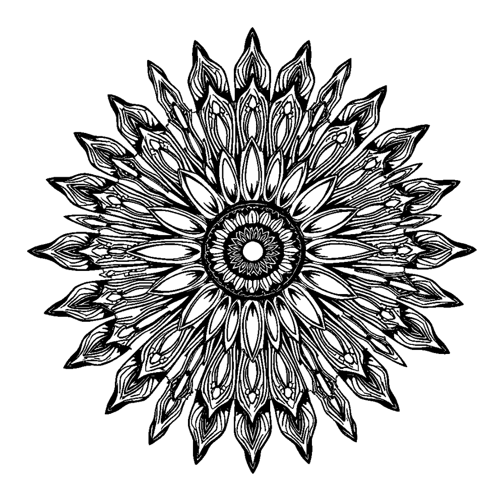 Sunburst Pattern Colouring Page (Adults, Standard) colouring page