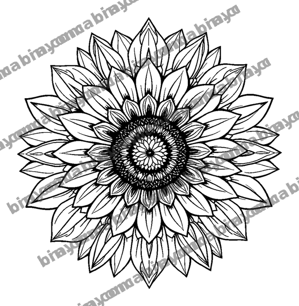 Sunflower Rosette colouring page — free printable for teens