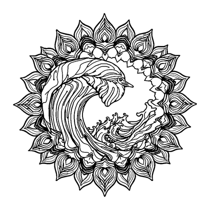 Wave Mandala Colouring Page (Adults, Intricate)
