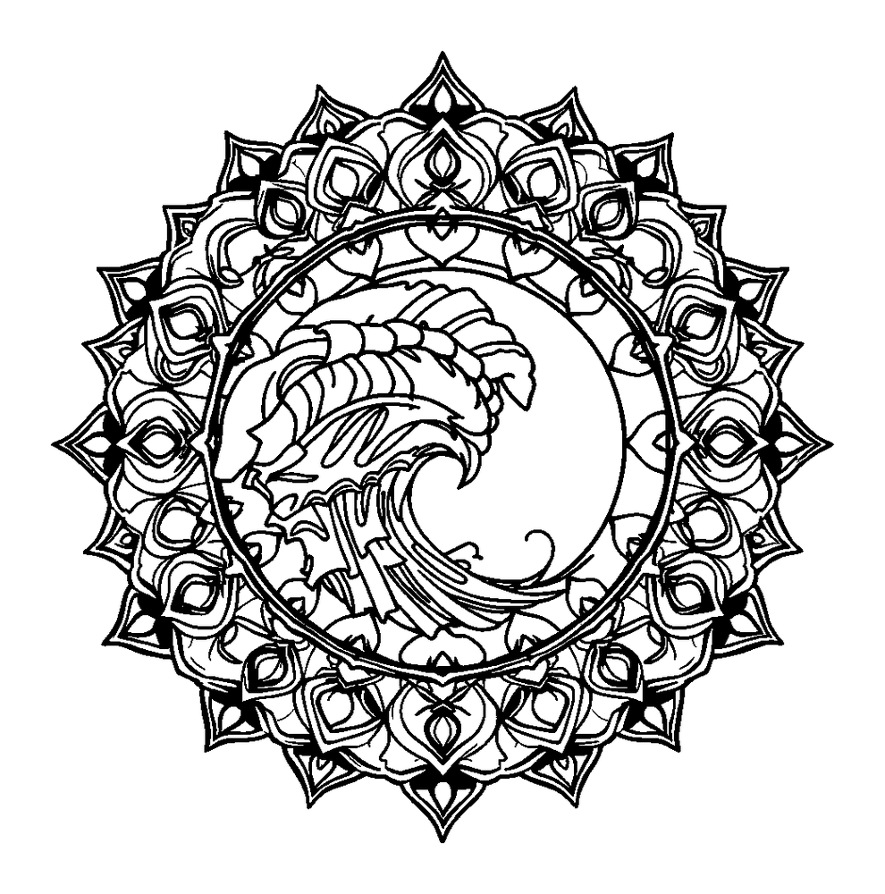 Wave Mandala colouring page — free printable for adults