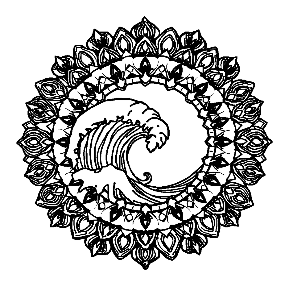 Wave Mandala colouring page — free printable for teens