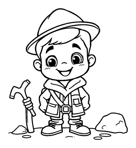 Archaeologist colouring page — free printable for kids