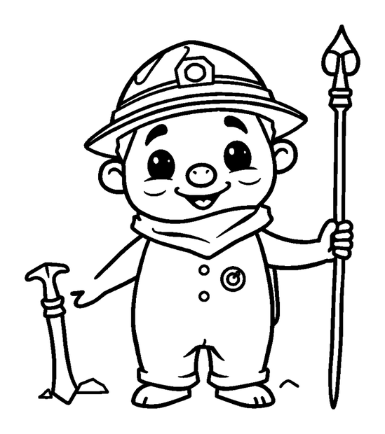 Archaeologist colouring page — free printable for toddlers