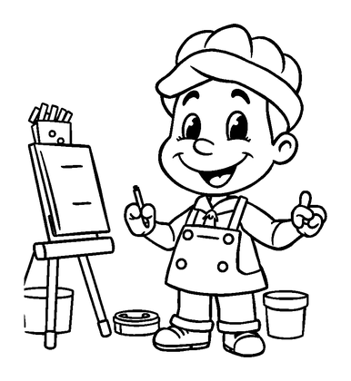 Artist Colouring Page (Kids, Bold & Easy)