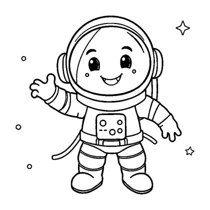 Astronaut Colouring Page (Toddler, Bold & Easy)