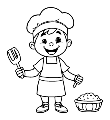 Baker Colouring Page (Kids, Bold & Easy)
