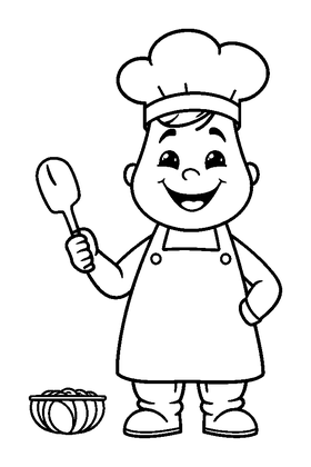 Baker Colouring Page (Toddler, Bold & Easy)