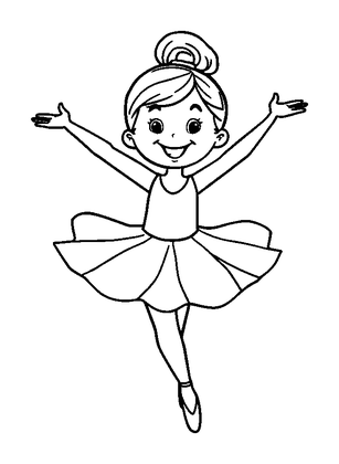 Ballerina Colouring Page (Kids, Bold & Easy)