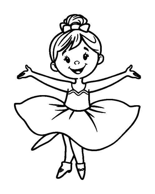 Ballerina colouring page — free printable for toddlers