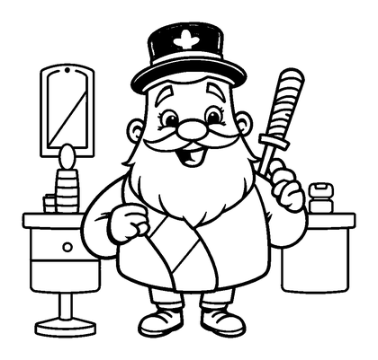 Barber Colouring Page (Toddler, Bold & Easy)