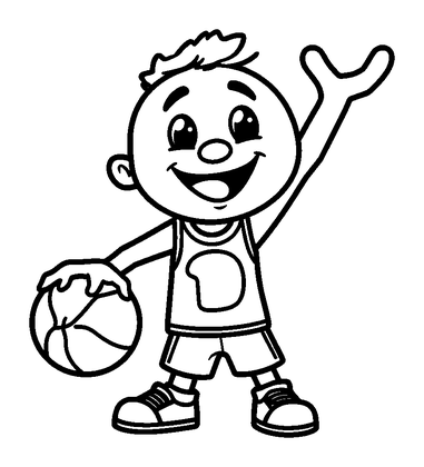 Basketball Player Colouring Page (Kids, Bold & Easy)
