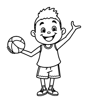 Basketball Player Colouring Page (Kids, Standard)