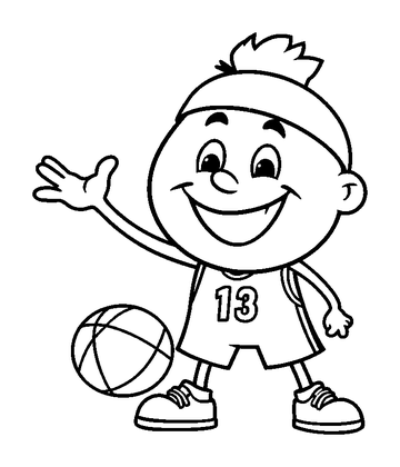 Basketball Player Colouring Page (Toddler, Bold & Easy)