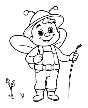Beekeeper Colouring Page (Kids, Bold & Easy)
