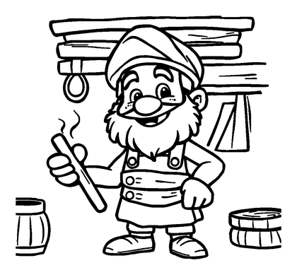 Blacksmith Colouring Page (Kids, Bold & Easy)