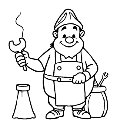 Blacksmith Colouring Page (Toddler, Bold & Easy)
