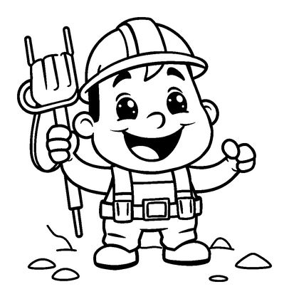 Builder Colouring Page (Kids, Bold & Easy)