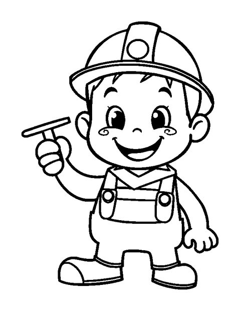 Builder colouring page — free printable for kids