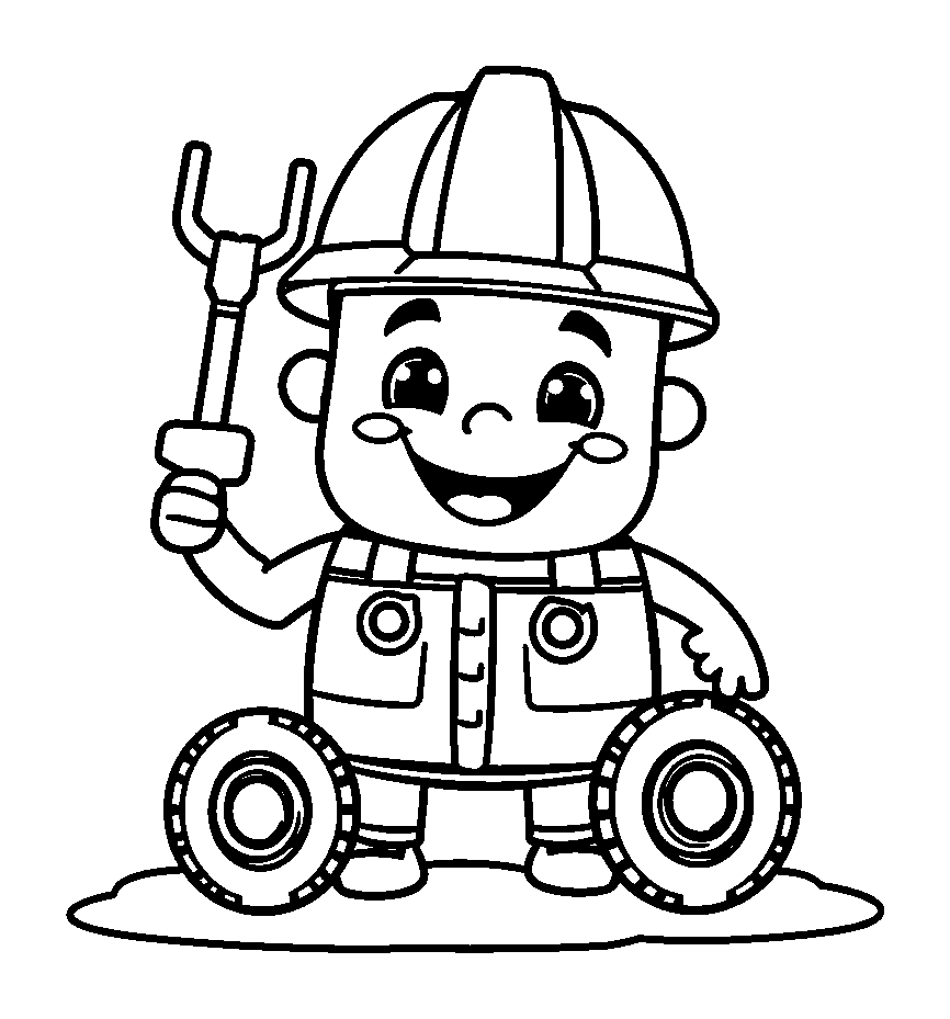Builder colouring page — free printable for toddlers