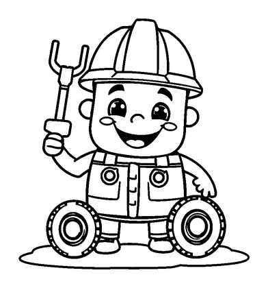 Builder Colouring Page (Toddler, Bold & Easy)