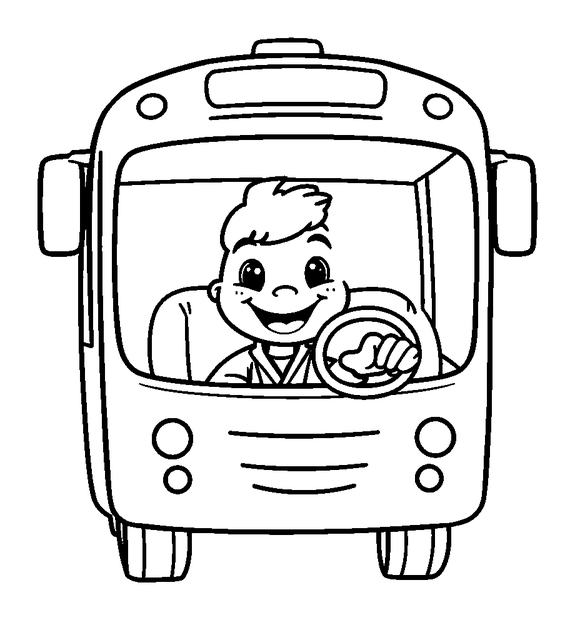 Bus Driver colouring page — free printable for kids