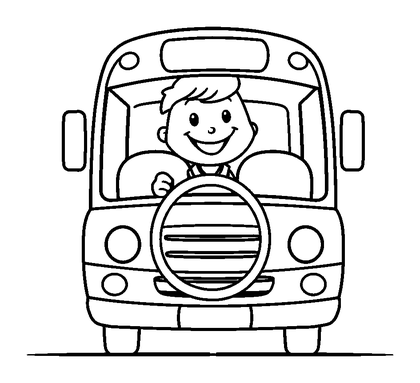 Bus Driver Colouring Page (Kids, Standard)