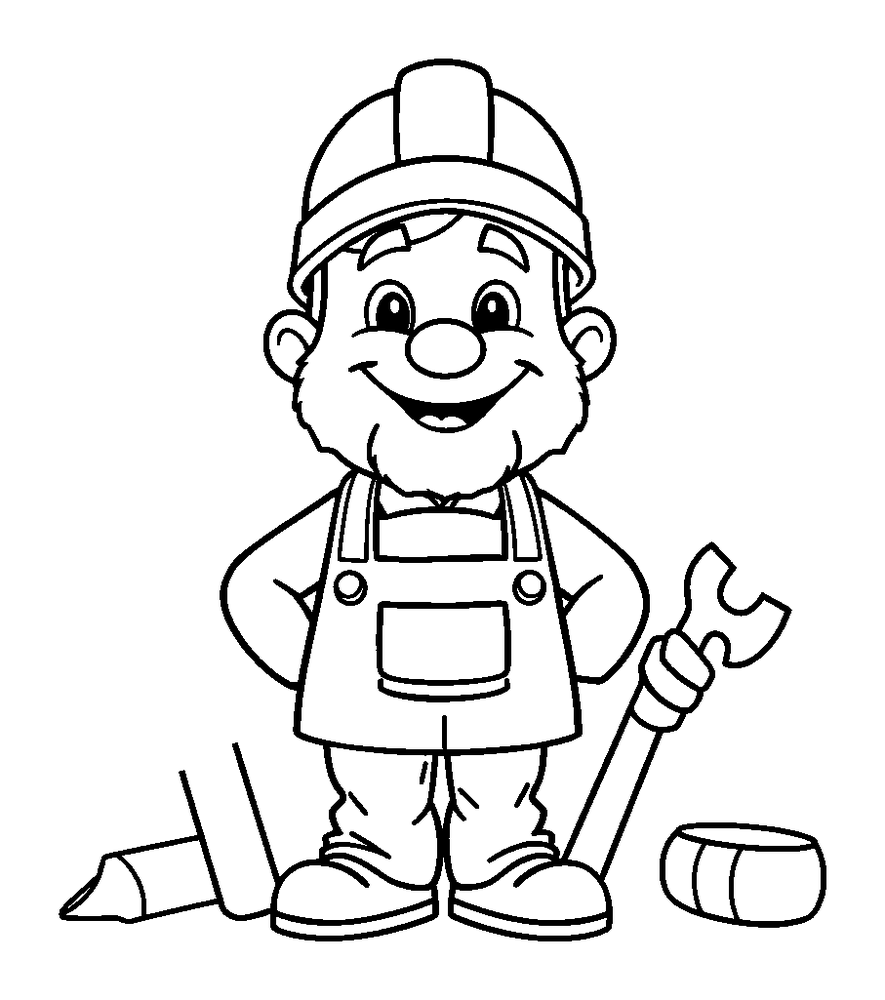 Carpenter colouring page — free printable for toddlers