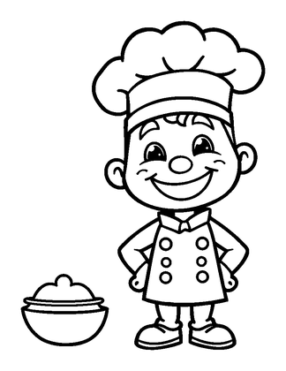 Chef Colouring Page (Kids, Bold & Easy)