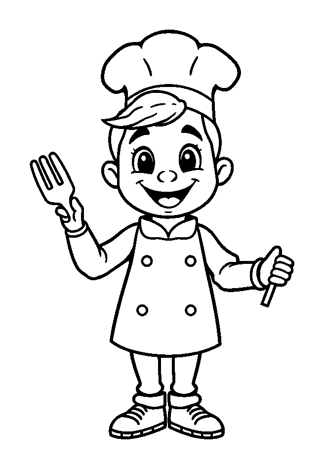 Chef colouring page — free printable for kids
