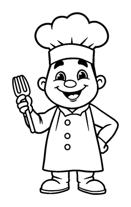 Chef Colouring Page (Toddler, Bold & Easy)