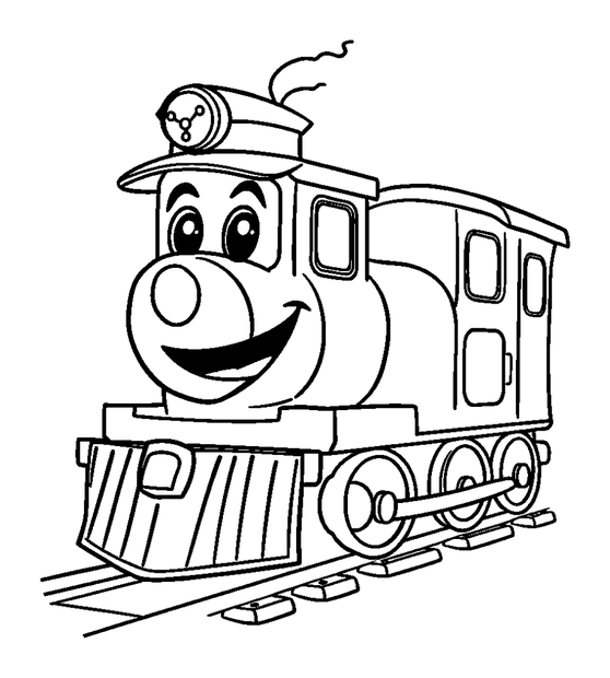 Conductor Train colouring page — free printable for toddlers