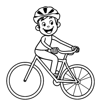 Cyclist Colouring Page (Kids, Bold & Easy)