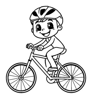 Cyclist Colouring Page (Toddler, Bold & Easy)