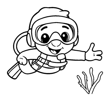 Diver Colouring Page (Kids, Standard)