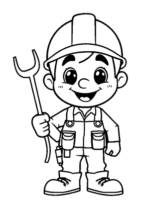 Electrician Colouring Page (Kids, Bold & Easy)