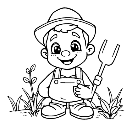 Farmer Colouring Page (Kids, Standard)