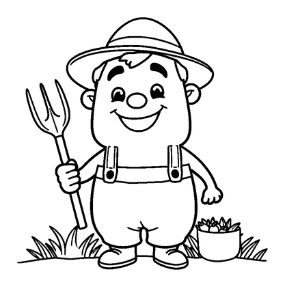 Farmer Colouring Page (Toddler, Bold & Easy)